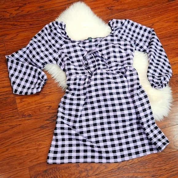 wild fable Dresses & Skirts - Wild Fable Lavender & Black Goth Babydoll Gingham Mini Dress